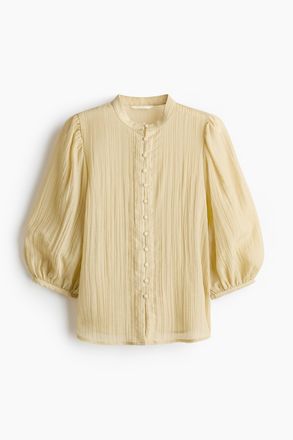 H&M Bluse mit Ballon&auml;rmeln - Hellgelb