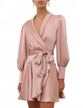 Zimmermann Womens Silk Wrap Mini Dress In Dusty Rose