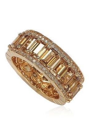 Suzy Levian Pink Rhodium Plated Sterling Silver CZ Band Ring in Brown at Nordstrom Rack, Size 5.5