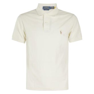 Polo Ralph Lauren Polo Shirts, male, Beige, Size: 2XL Cream Polo Knit Short Sleeve