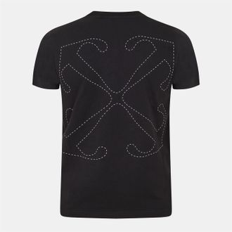 Off-white Heren Off White Stitch Slim Fit Crew Neck Korte Mouwen T-Shirt in Zwart-Wit
