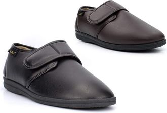 Generic Mens Fleece Lined Slippers Size 9 Mens Touch Fastening Slippers Size 10 Fleece Lined Slipper Touch Fastening Slipper Comfort Sizes 7-12 Brown/Black 10