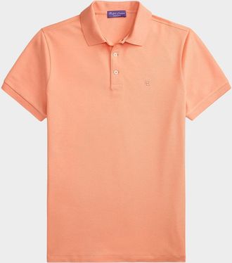 Ralph Lauren Purple Label Mens Double-Mercerized Pique Monogram Polo Shirt