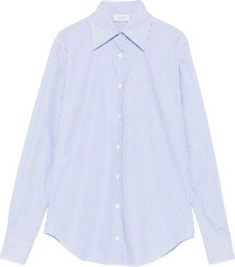 Mazzarelli Shirts, female, Blue, M, Blue White Striped Button Shirt