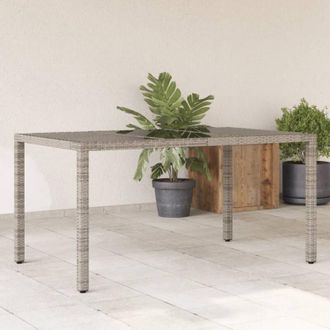 vidaXL Vidaxl - Mesa De Jard&iacute;n Superficie De Vidrio Rat&aacute;n Pe Gris 150x90x75 Cm