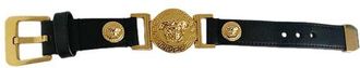 Versace Black leather & gold-tone metal Medusa bracelet