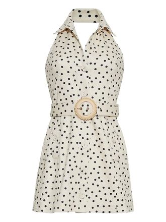 Cara Cara Parker polka-dot belted mini dress - women - Cotton/Cotton - 12 - White