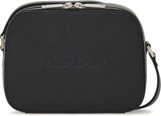 Ferragamo Logo Embroided Leather Camera Case