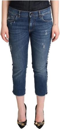 Dolce & Gabbana Mid Waist Denim Cropped Jeans - Dames - Cropped Jeans - Blauw - S - Denim - Jeans
