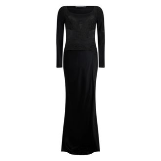 Alberta Ferretti Kleedjes, Dames, Zwart, S, Lange Jurk
