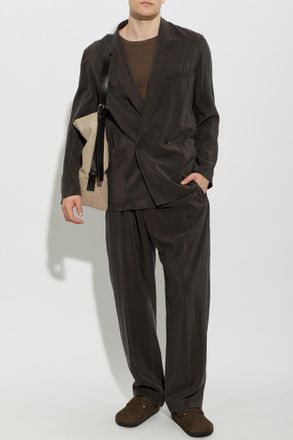 Christophe Lemaire Silk Trousers With A Belt, Mens, Brown