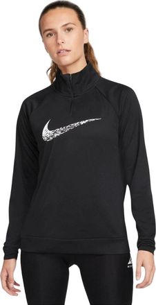 Nike Dri-fit Swoosh Hardlooptop Met Lange Mouwen In Zwart
