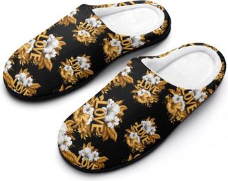 Generic Floral Love Cotton Slippers for Women Indoor Outdoor Slipper Slip-On Memory Foam Home Shoes