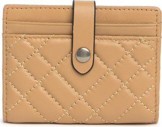 Kurt Geiger Quilted Leather Bifold Card Wallet in Camel at Nordstrom Rack