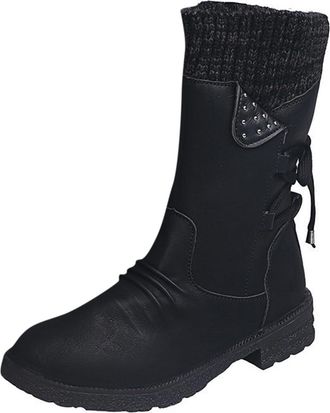 Generic Womens Snow Boots Winter Waterproof Ankle Booties Fashion Wide Fit Side Zipper Warm Plush Faux Fur Lined Comfortable Non-Slip Walking Boot Outdoor Lig