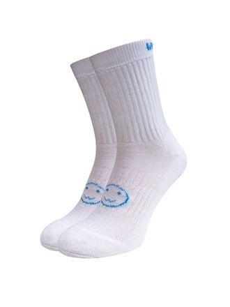 Wackysox White and Blue Calf Length Sports Socks, Cricket Socks, Tennis Socks, Basketball Socks