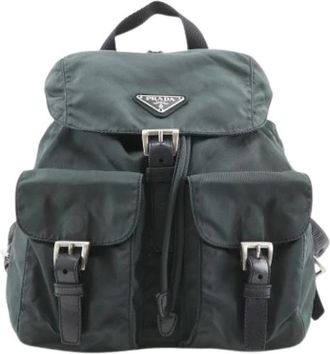 Prada Pre-owned Vintage Nylon Rugzak - Dames - Vintage Rugzakken - Groen - ONE Size - Nylon - Vintage