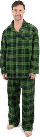 Leveret Mens 2-pc. Cotton Flannel Plaid & Solid Holiday Pajama Set in Plaid Black & Green at Nordstrom, Size Xxx-Large