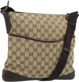 Gucci Pre-owned Vintage GG Canvas Schoudertas - Dames - Vintage Schoudertas - Beige - ONE Size - Leer - Vintage