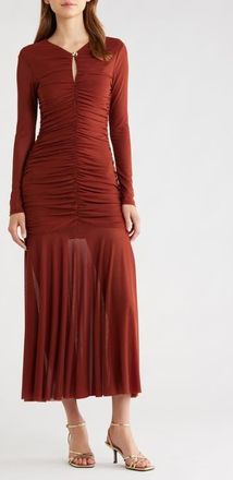 ASTR the Label Yasmine Long Sleeve Midi Dress in Rust at Nordstrom, Size X-Small