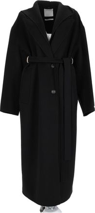 Sportmax Black Relaxed Fit Wide-Lapel Virgin Wool Trench Coat