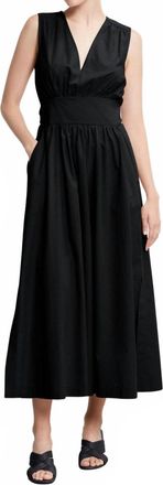 ottod'Ame Poplin V-Neck Long Dress In Night
