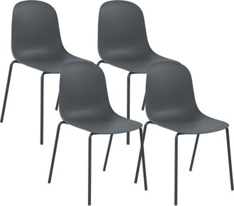 Clp Set De 4 Sillas Apilables Hardin Gris Oscuro