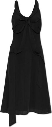 Acne Studios Zijden Midi Jurk met Strik - Dames - Casual kleedjes - Zwart - M - Polyester - Kleedjes