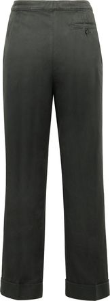 Aspesi Womens Cotton-Linen Trousers Green Straight