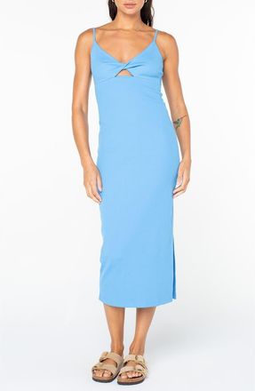 Roxy Wavey Lady Cotton Midi Dress in Azure Blue Solid at Nordstrom, Size X-Small