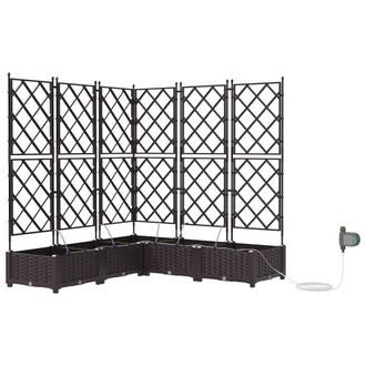 Berkfield Home Garden Planters with Water Irrigation System 5 pcs Brown