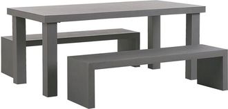 Beliani Garden Dining Set with Benches 4 Seater TARANTO Concrete Grey