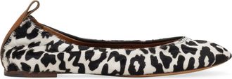 Lanvin WHITE/BLACK BALLERINE AVEC PONEY LEOPARD FLATS