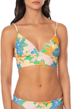 Maaji Tropic Lei Mirage Reversible Bikini Top in Open Green at Nordstrom, Size X-Small