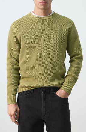 Mango Crewneck Cotton Blend Sweater in Green Apple at Nordstrom, Size X-Large