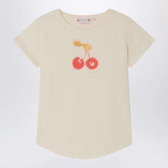 BONPOINT Aada &eacute;cru T-shirt with cherry print