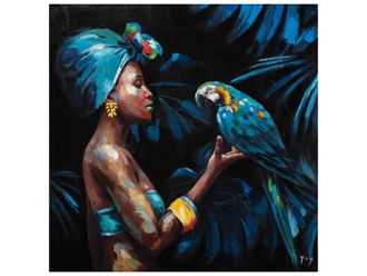 Schubiger M&ouml;bel Bild Sch&ouml;nheit mit Blauem Papagei