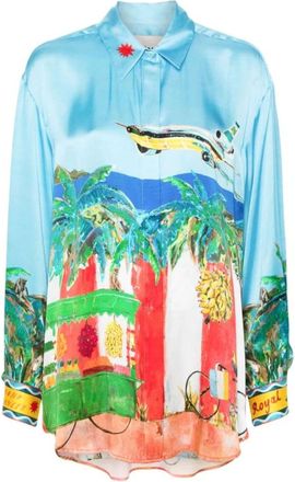 Alemais Shirts, female, Multicolor, S, Silk satin weave graphic print shirt