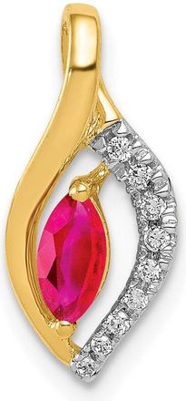 Diamond2Deal 14k Yellow Gold Diamond and.32 Marquise Ruby Chain Slide