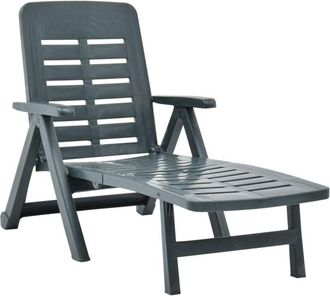 vidaXL Folding Sun Lounger Plastic Green Vidaxl
