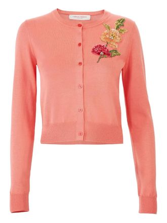 Carolina Herrera floral-embroidered cardigan - Pink