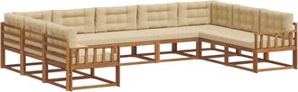 vidaXL Conjunto De Sof&aacute;s De Exterior 9 Uds. Natural Y Beige Vidaxl