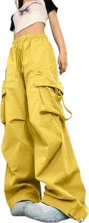 Generic Cargo Trousers,Skorts for Women,Womens Cargo Trousers Elasticated High Waist Wide Leg Work Pants Casual Loose Fit Punk Trouser Streetwear Baggy Athlet