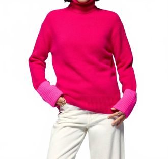 From Future Contrast Cuff Turtleneck Sweater In Raspberry Pink
