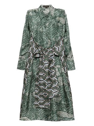 Biyan printed silk dress - women - Silk - M - Green