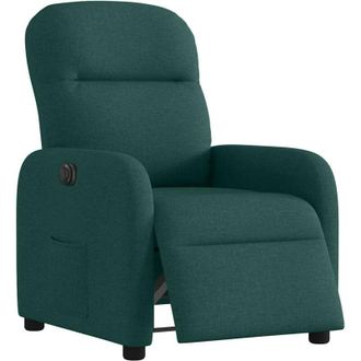 vidaXL Sill&oacute;n Reclinable El&eacute;ctrico Tela Verde Oscuro Vidaxl