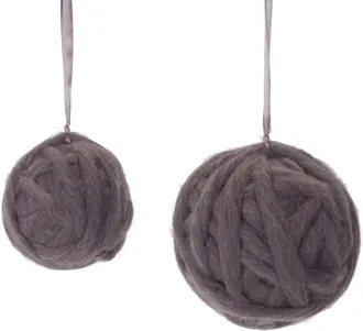 Melrose International Yarn Ball Ornament (Set of 12) - Grey