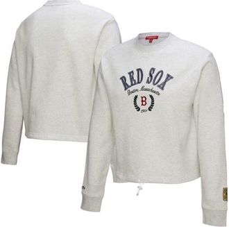 Mitchell & Ness Womens Mitchell & Ness Heather Gray Boston Red Sox Cropped Toggle Pullover Sweatshirt at Nordstrom, Size X-Large