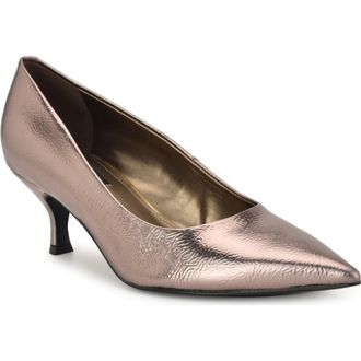 Nine West Sisko Pointed Toe Kitten Heel Pump in Bronze at Nordstrom, Size 7.5
