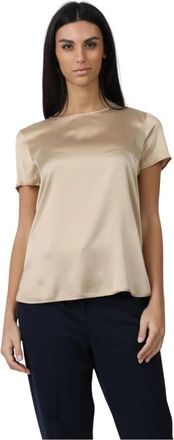 Max Mara Zijden T-shirt 3Cortona Set - Dames - T-shirts - Bruin - XL - Tops